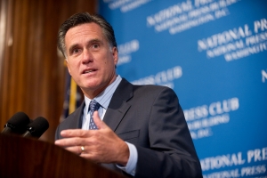 Mitt Romney, former Governor of Massachusetts, addresses a luncheon at The National Press Club.